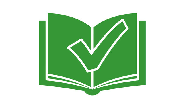 A green icon showing an open book with a check mark symbol inside