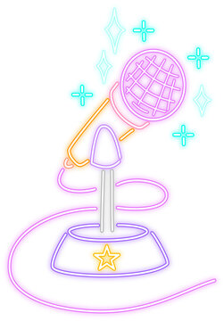 Neon Glow Microphone Icon Illustration
