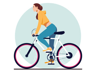 Fototapeta premium Active Young Woman Cycling Riding Bicycle