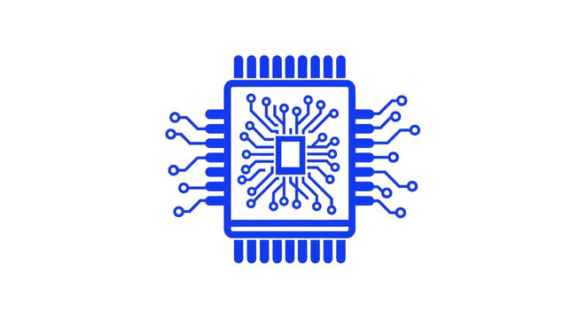 Iconic representation of a computer microchip for technological and digital concepts