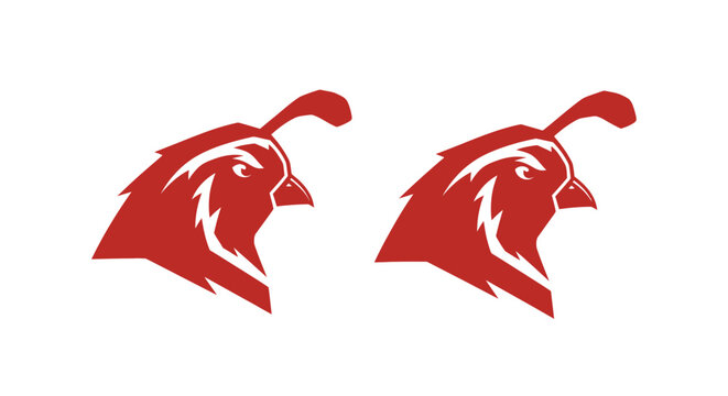 Red Rooster Head Silhouette Pair Graphic Design.