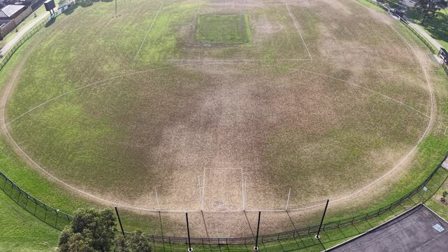 Aerial view of an empty australian rules football field