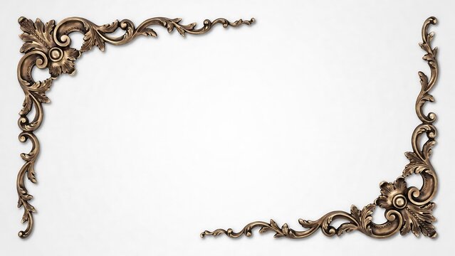 Elegant silver floral scroll corner frame border design