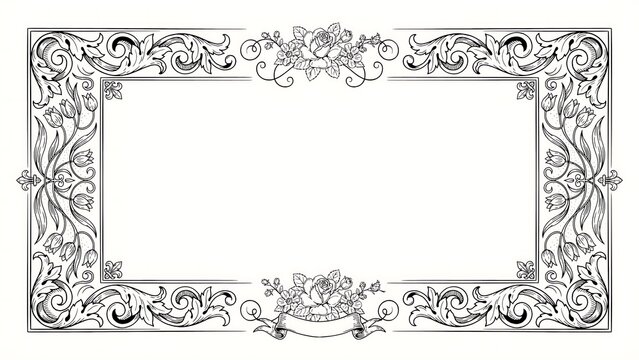 Decorative vintage floral border frame illustration