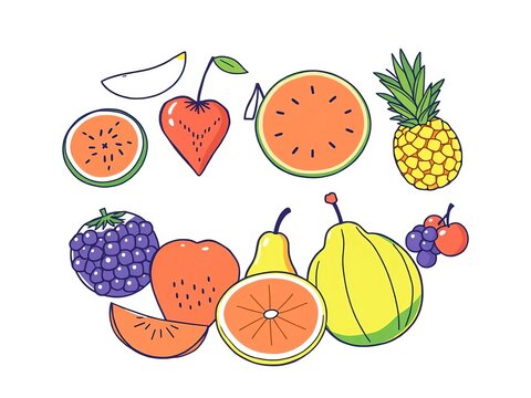 Colorful Hand Drawn Fruit Collection