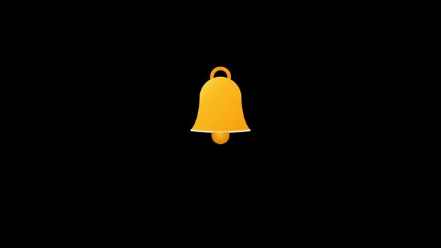 Minimal yellow notification bell icon for alerts and messages on black background 1440p digital design