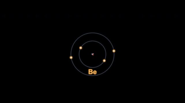Beryllium Be Bohr Atom Model Clean No Text Overlay Alpha Channel 4K