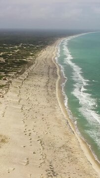Aerial view of Tropical landscape with a beautiful beach in the blue water. Mannar - Sri Lanka.