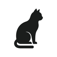 Black cat silhouette, feline icon, pet vector, animal design isolated on White Background Halloween © Suborna