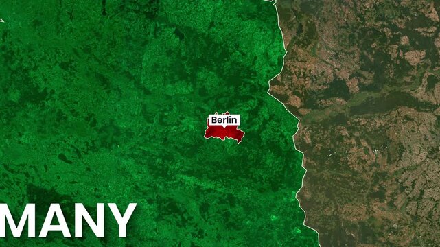Satellite video footage showing the location of Berlin within Germany