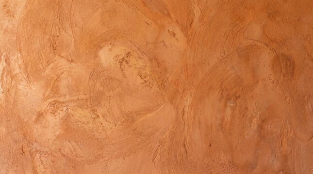 Warm terracotta clay plaster texture background with organic troweled finish