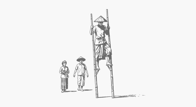 Egrang bamboo stilts for indonesia independence vector celebration