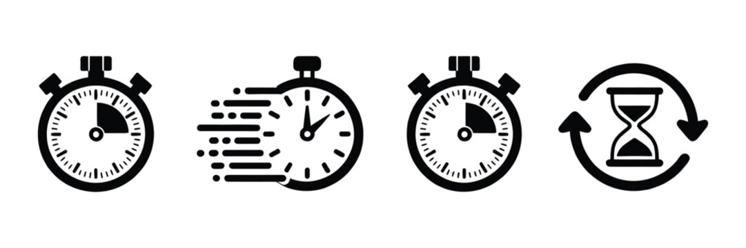 stopwatch glyph hourglass loop continuity timing icon set