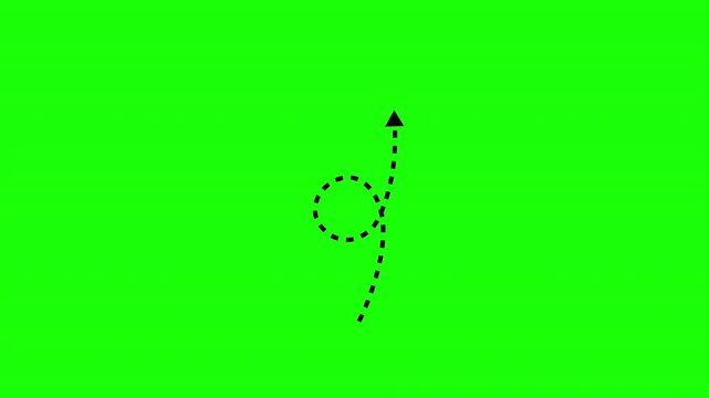Set of animated Black dotted arrows Green screen, Black arrows animation. Reveal animation of solid, dashed. 4K video