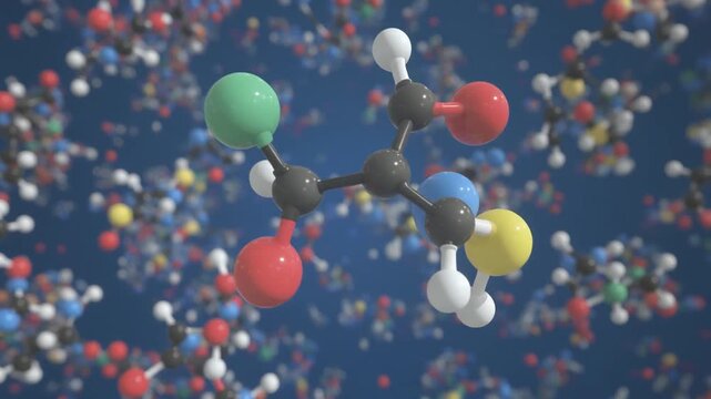 Colorful 3D molecular model with connected atoms on blue background, symbolizing chemistry, bonding, and scientific discovery.