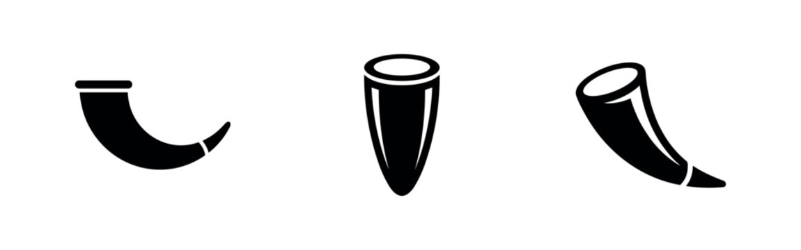 Drinking horn and cornucopia icons in different orientations.