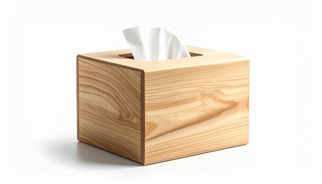 "Light wooden tissue box with natural grain, symbolizing simplicity, everyday design, and organic household aesthetics."