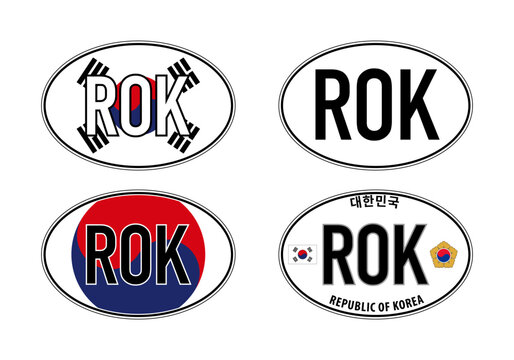 Sout Korea, oval international vehicle registration code license plate car sticker, vector illustration