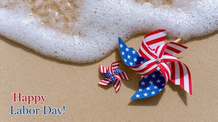 USA Labor Day Beach Background with Patriotic Summer Holiday Vibes