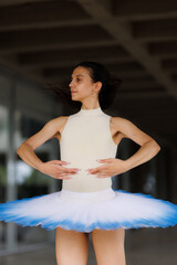Ballet dancer in white tutu performing graceful pose with poised arms and focused expression © Nikola Spasenoski