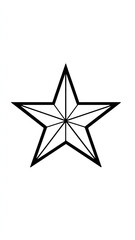 Fototapeta premium Black and White Geometric Outline 5 Pointed Star