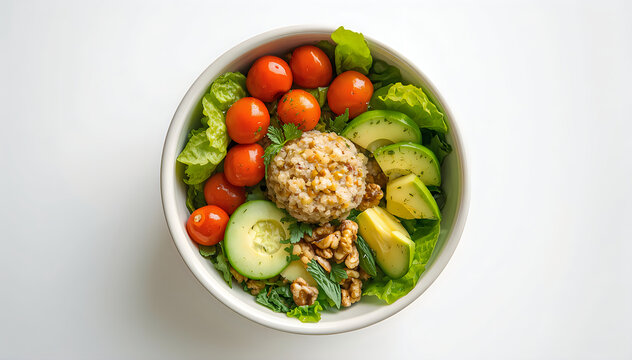 Healthy salad bowl with tuna and vegetables