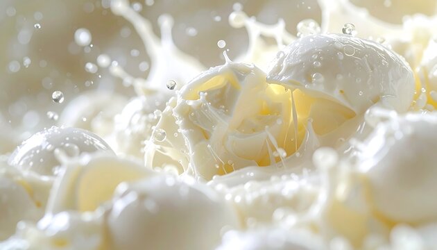 Extreme close-up macro of fresh white mozzarella balls with creamy stretchy texture and liquid droplets, ideal for Italian cuisine, gourmet cheese, and dairy advertising