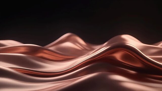 Flowing abstract metallic copper waves background