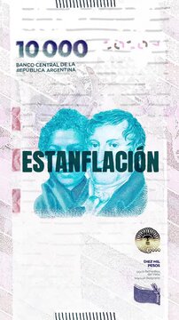 Estanflaci&oacute;n text &ndash; Peso Argentino currency &ndash; Digital Glitch Effect