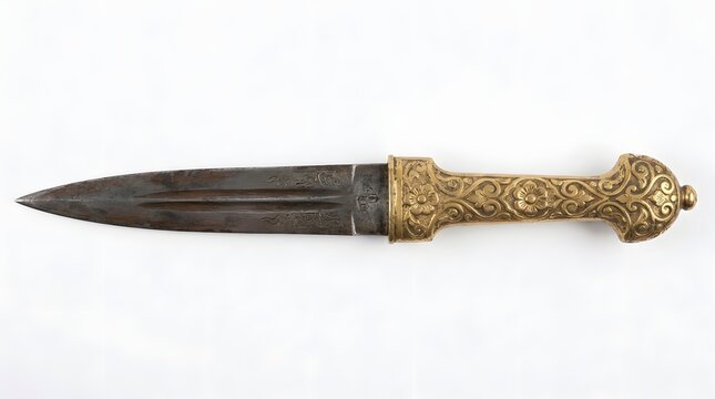 old hunting knife on a white background
