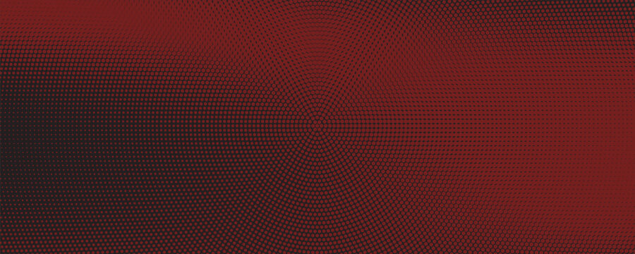 Abstract dark red radial halftone dots pattern background vector illustration