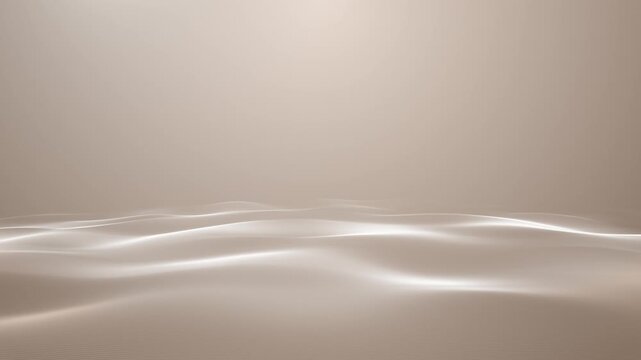 Light brown expanse of waves. Luxury delicate golden background. Sandy beige dunes ripple beneath a warm hazy horizon, silky terrain glows in seamless 4k loop.