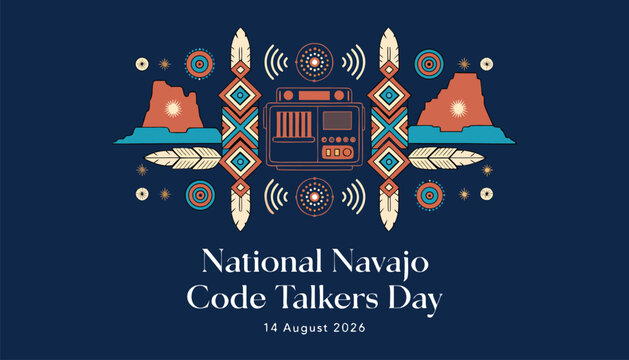Decorative graphic art celebrating national navajo code talkers day event