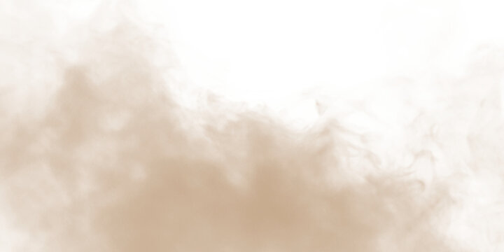 Sand dust soil and smoke particle cloud isolated on transparent white background. Brown sandstorm smoggy dust burst rising. PNG design elements for overlay, covering, compositing
