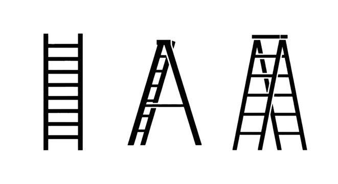 Vector illustration of set of different types of ladders on a transparent background