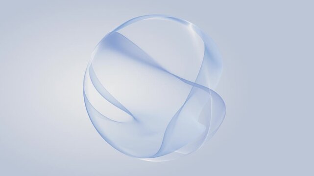 Soft white blue sphere light background. Delicate 3D orb smooth pastel. smoke pattern sphere sense inner balance. Abstract white sphere meditation, relaxation calm psychological harmony backdrop.