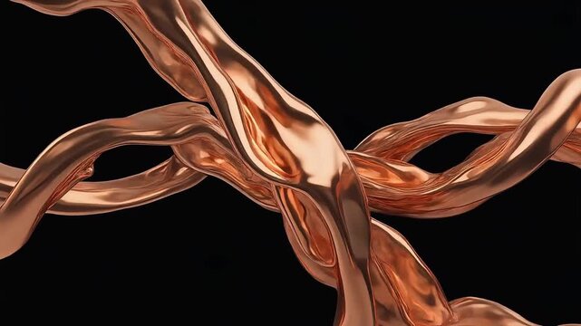 Flowing metallic ribbons abstract background