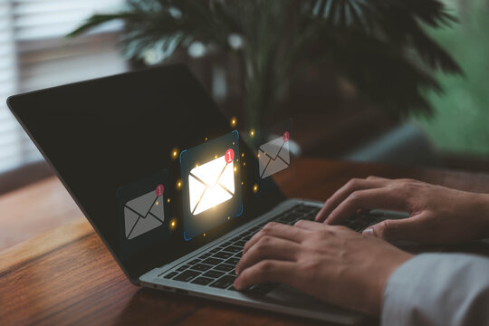 Email notification icon, newsletter. Business communication concept, digital contact, email messaging, information exchange, media, marketing, online communication.