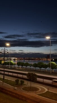 Kyiv, Ukraine. A view of the Dnieper River embankment on a summer evening.