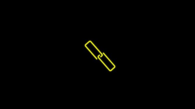 Animated of chain link icon on a black background. Link icon concept.