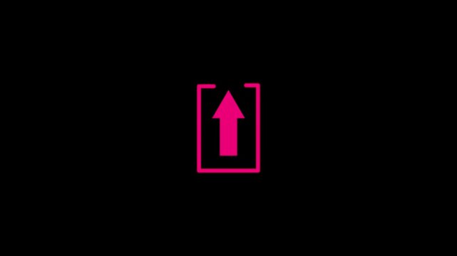 Animation of log out arrow moving up on black background. Log out button concept.