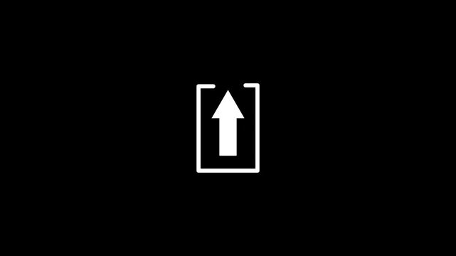 Animation of log out arrow moving up on black background. Log out button concept.