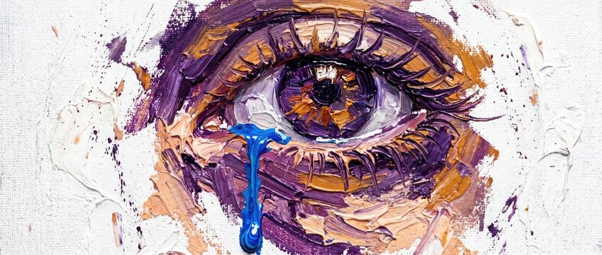 Sadness expressed through art, a tearful eye painting