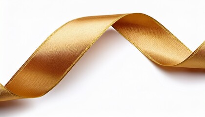 diagonal corner gold gift bow ribbon isolated white background photo