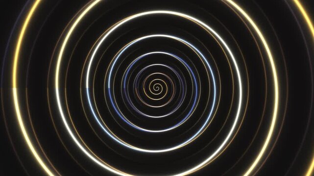 Light spiral design creates motion effect in dark space