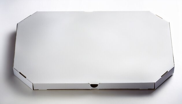 plain white pizza box top isolated flat white background photo