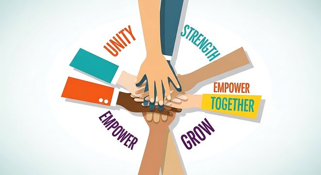 Diverse Hands United in Collaboration and Growth