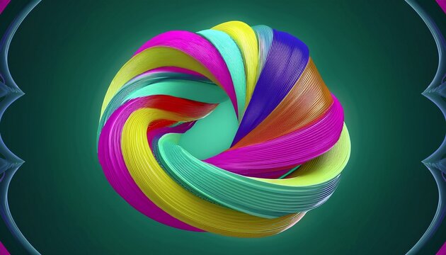 3d rendering of colorful abstract twisted shape in motion computer generated geometric digital art