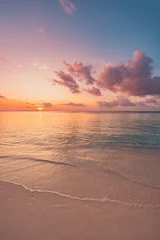 Dreamy pastel sunset beach, calm tropical sea, soft glowing sky. Beautiful tranquil nature seascape, peaceful relaxing evening shore. Meditation wellbeing background, serene nature wallpaper design  © icemanphotos