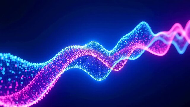 Glowing particle waves in dark blue void